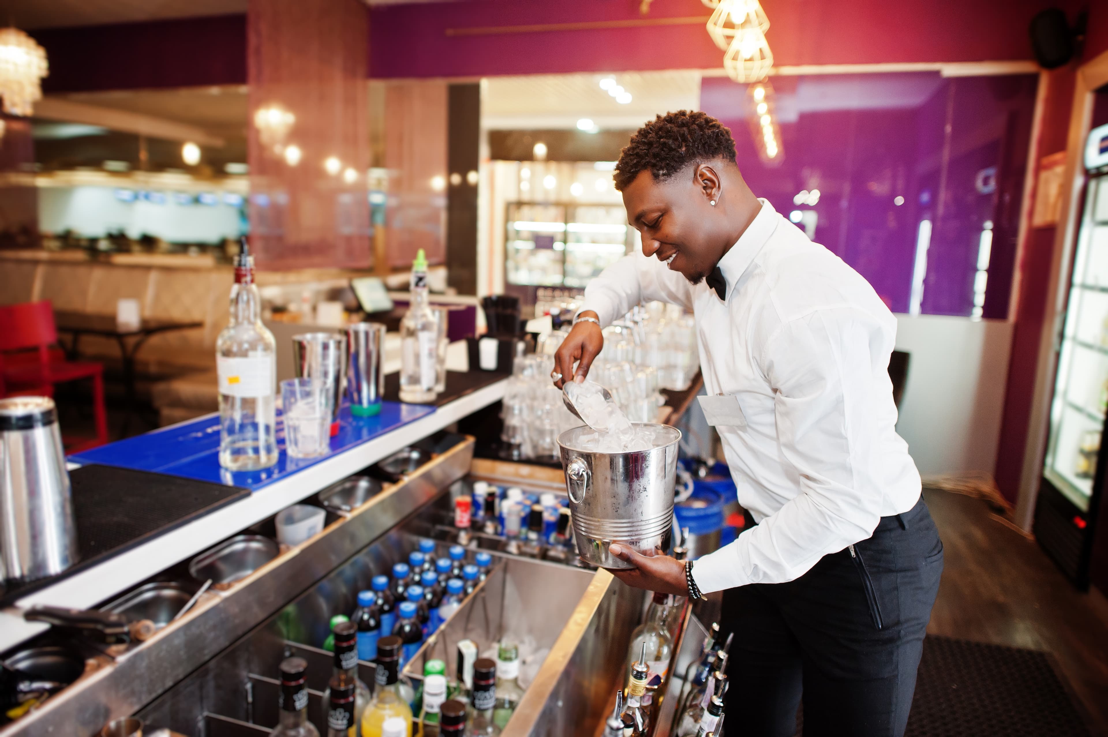 Drink vendor preparing beverages